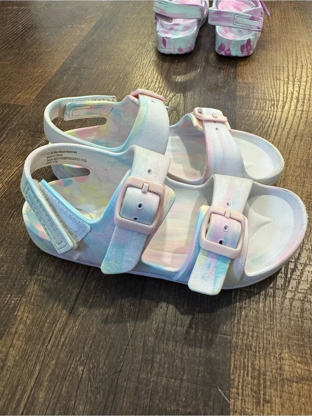 Cat & Jack girls noa footbed sandals set of 3 open toe double straps